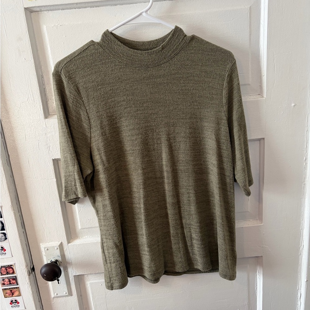 Olive Green Women's Mock Neck Top